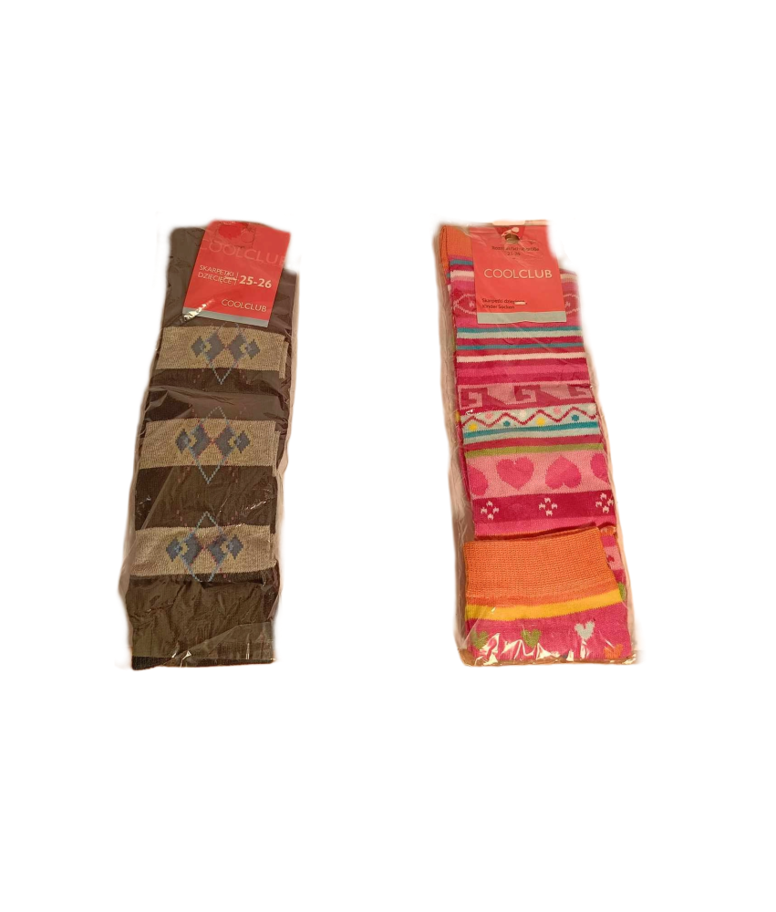 Zestaw 2 Par Skarpet Dziecięcych Czarne i Różowe Rozmiar 25-26 cm