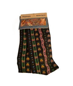 KREBO Rajstopy Dziewczęce Czarne w Kwiaty i Serca Rozmiar 128-134 cm