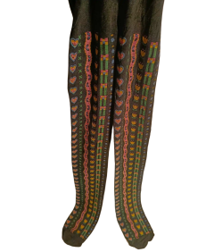 KREBO Rajstopy Dziewczęce Czarne w Kwiaty i Serca Rozmiar 128-134 cm