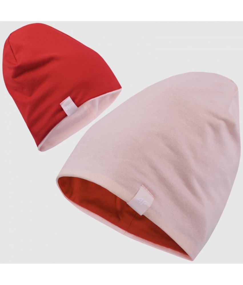 4F Dekliška dvostranska topla rdeče-rožnata kapa 4F