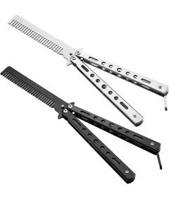Butterfly Comb Zložljiv nož iz nerjavečega jekla 2pcs Black Silver