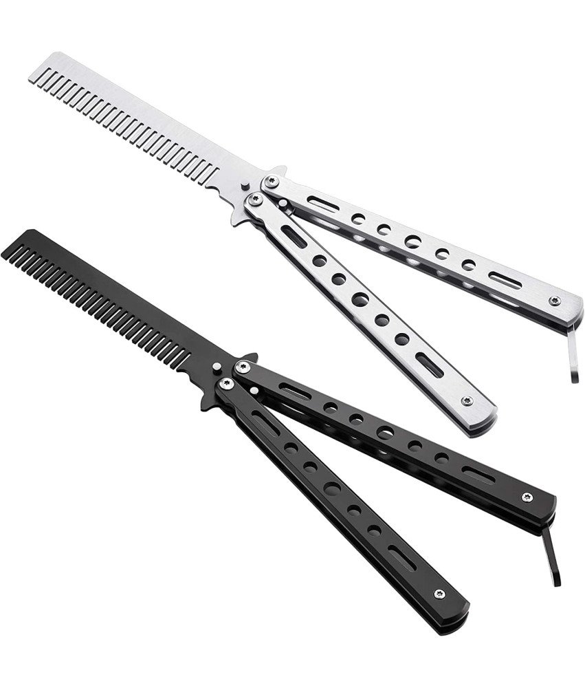 Butterfly Comb Zložljiv nož iz nerjavečega jekla 2pcs Black Silver