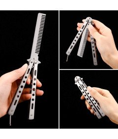 Butterfly Comb Zložljiv nož iz nerjavečega jekla 2pcs Black Silver