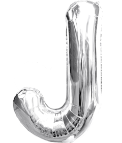 Srebrny Balon Helowy w Kształcie Litery J 40 cm Dekoracja na Imprezy