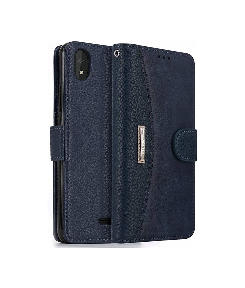 Etui Ochronne do Wiko Y61 Klapka Skórzane Eleganckie Portfel Granatowe
