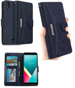 Etui Ochronne do Wiko Y61 Klapka Skórzane Eleganckie Portfel Granatowe