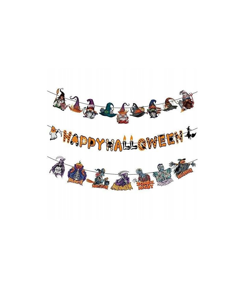 Baner na Halloween Wiszące Dekoracje Czarownica Girlanda 3 Sztuki