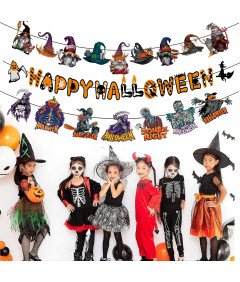 Baner na Halloween Wiszące Dekoracje Czarownica Girlanda 3 Sztuki