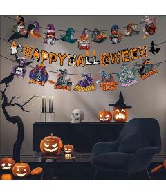 Baner na Halloween Wiszące Dekoracje Czarownica Girlanda 3 Sztuki