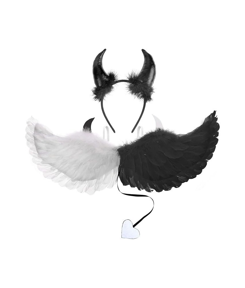 Kostium Diablicy z Skrzydłami Halloween Dla Dzieci Zestaw Czarno-Biały