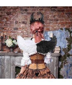 Kostium Diablicy z Skrzydłami Halloween Dla Dzieci Zestaw Czarno-Biały