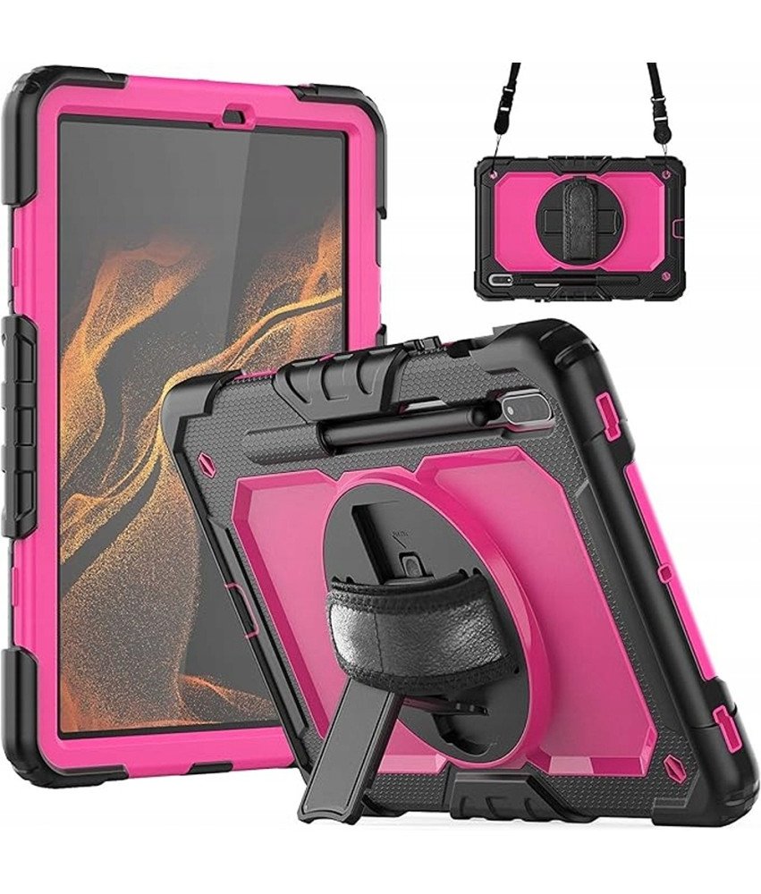 Pancerne Etui z Obrotową Podstawką do Samsung Galaxy Tab S7/8 Różowe