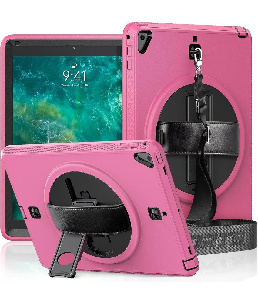 Etui do iPad 10.2" (19/20/21) z Podstawką i Paskiem na Ramię Różowe