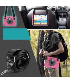 Etui do iPad 10.2" (19/20/21) z Podstawką i Paskiem na Ramię Różowe