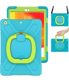 Oklepno ohišje z vrtljivim stojalom za iPad 9,7 palca 2017/18 modro