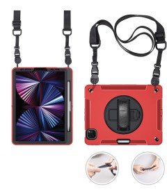 Etui do iPad 3/2/1/Pro 11" z Podstawką i Paskiem na Ramię Czerwony
