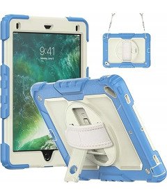 Etui do iPad 6/5/Air 2 9.7” z Podstawką i Paskiem na Ramię Niebieskie