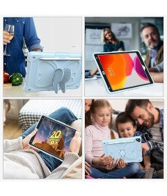 Ohišje za iPad 10,2" 2020/2019 s stojalom in naramnico Modra