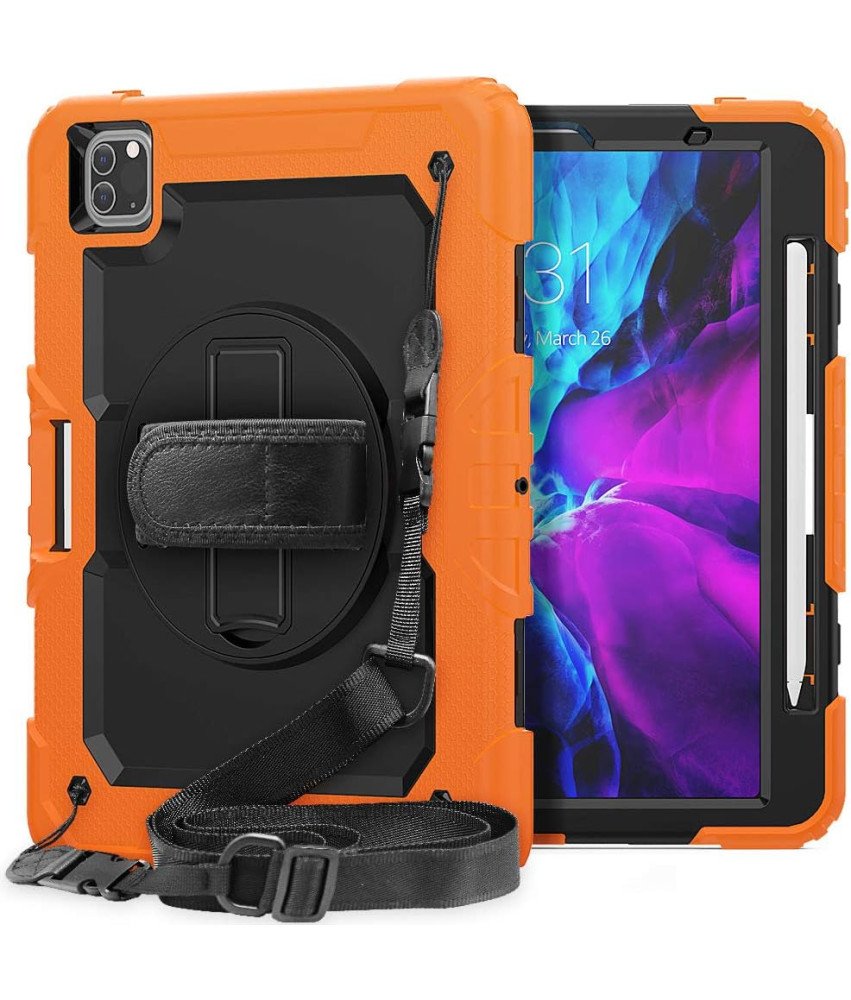Etui do iPad Air 5/Air 4/Pro 11 z Podstawką i Paskiem na Ramię Pomarańczowe