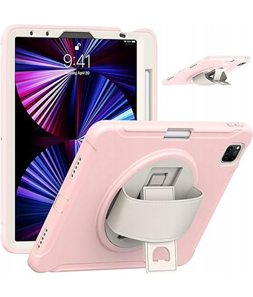 Etui do iPad Air 5/Air 4/Pro 11 z Obrotową Podstawką i Miejscem na Rysik Różowe