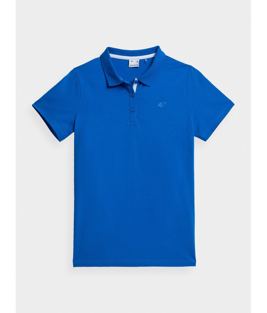 4F Damska koszulka polo slim Niebieska kołnierzyk na 3 guziki Roz XS