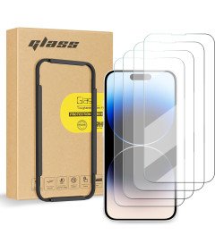 Szkło Hartowane iPhone 14 Plus 4 Sztuki Ochrona Ekranu 9H z Ramką Montażową