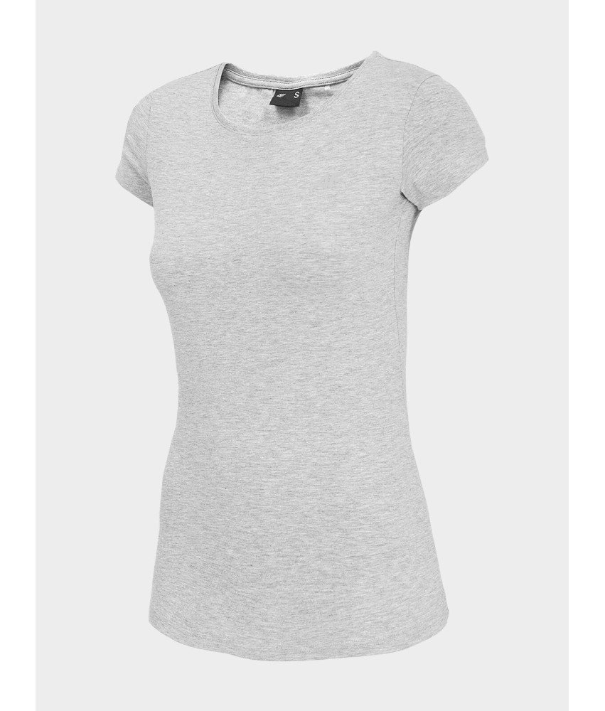 4F Szary T-shirt slim z gładkim materiałem Idealny dla Kobiet M