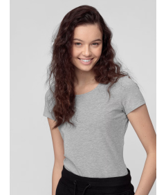 4F Szary T-shirt slim z gładkim materiałem Idealny dla Kobiet M