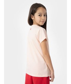 4F T-shirt z nadrukiem dziewczęcy różowy I LOVE 4F 100% Bawełna 152CM