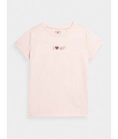 4F T-shirt z nadrukiem dziewczęcy różowy I LOVE 4F 100% Bawełna 164CM