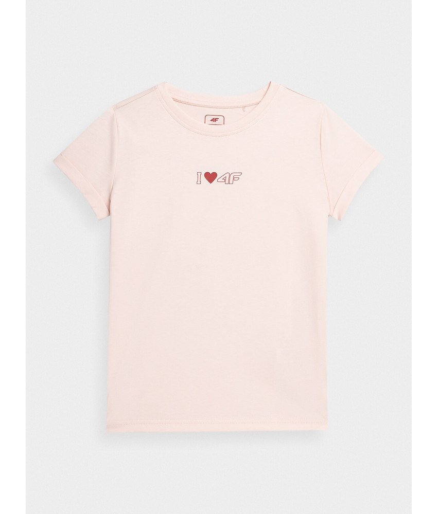 4F T-shirt z nadrukiem dziewczęcy różowy I LOVE 4F 100% Bawełna 164CM