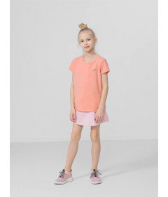 4F Dekliško pleteno krilo roza z žepi 140CM