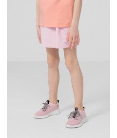 4F Dekliško pleteno krilo roza z žepi 140CM