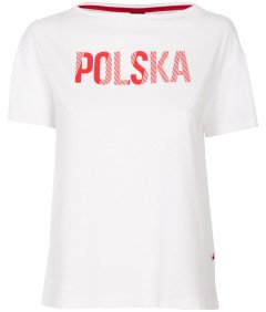 4F Ženska majica s kratkimi rokavi Poljska navijaška majica White Red XS