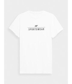 4F Męski Biały T-shirt z nadrukiem "Sportswear" 100% Bawełna 3XL