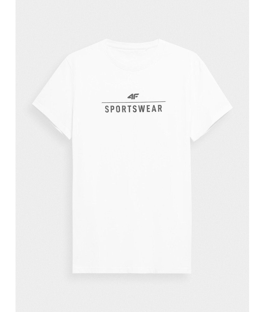 4F Męski Biały T-shirt z nadrukiem "Sportswear" 100% Bawełna 3XL