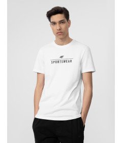 4F Męski Biały T-shirt z nadrukiem "Sportswear" 100% Bawełna 3XL
