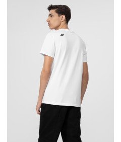 4F Męski Biały T-shirt z nadrukiem "Sportswear" 100% Bawełna 3XL