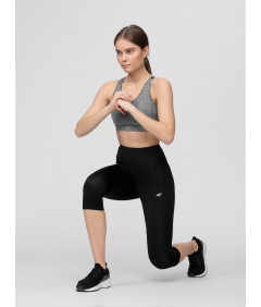 4F Damskie legginsy treningowe 3/4 szybkoschnące Czarne Rozmiar XS