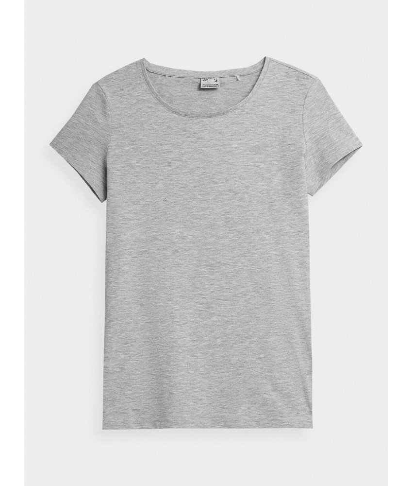4F Stylowy Gładki Szary T-shirt Damski Regular Komfort Rozmiar S