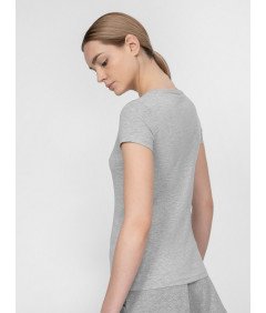 4F Gładki Szary Damski T-shirt regular Komfort i styl Rozmiar M
