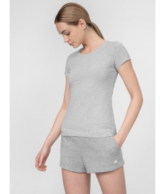 4F Gładki Szary Damski T-shirt regular Komfort i styl Rozmiar M