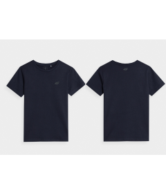 4F T-shirt Gładki Chłopięcy Granatowy 100% Bawełna Styl Rozmiar 146CM