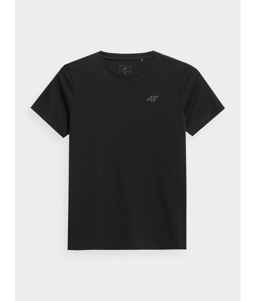 4F T-shirt Gładki Chłopięcy Czarny 100% Bawełna Styl Rozmiar 152CM