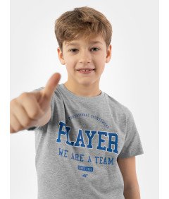 4F T-Shirt dla chłopców Szary z Niebieskim Nadrukiem Rozmiar 122cm