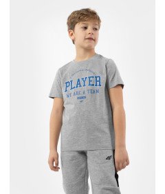 4F T-Shirt dla chłopców Szary z Niebieskim Nadrukiem Rozmiar 122cm