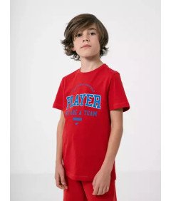 4F T-Shirt dla chłopców Czerwony z Niebieskim Nadrukiem Rozmiar 146CM