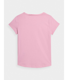 4F T-shirt gładki dziewczęcy różowy Regular 100% Bawełna 146CM