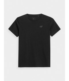 4F T-shirt Gładki Chłopięcy Czarny 100% Bawełna Styl Rozmiar 134CM