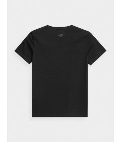 4F T-shirt Gładki Chłopięcy Czarny 100% Bawełna Styl Rozmiar 134CM